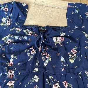Torrid Navy Floral Dress with Tie Front